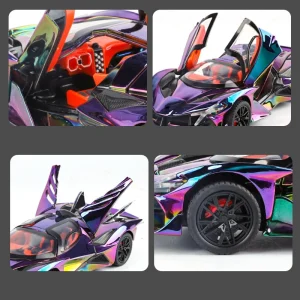 1:24 Apollo Project EVO Electroplate Supercar Alloy Muscle Car Model Sound and Light Children’s Toy Collectibles Birthday gift