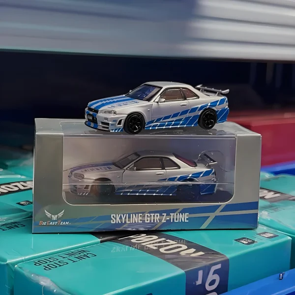 DCT 1/64 GTR R34 Z-Tune JDM Alloy Car Diecasts & Toy Vehicles Car Model Miniature Scale Model Car For Children