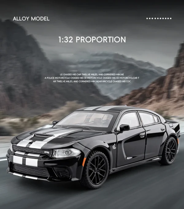 1:32 Dodge Charger SRT Hellcat Alloy Muscle Car Model Sound and Light Pull Back Children's Toy Collectibles Birthday Gift - Image 7