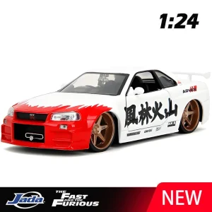 JADA 1:24 SKYLINE GTR R34 2002 Alloy Car Diecasts & Toy Vehicles Car Model Miniature Scale Model Car For Children