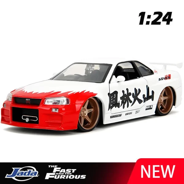 JADA 1:24 SKYLINE GTR R34 2002 Alloy Car Diecasts & Toy Vehicles Car Model Miniature Scale Model Car For Children