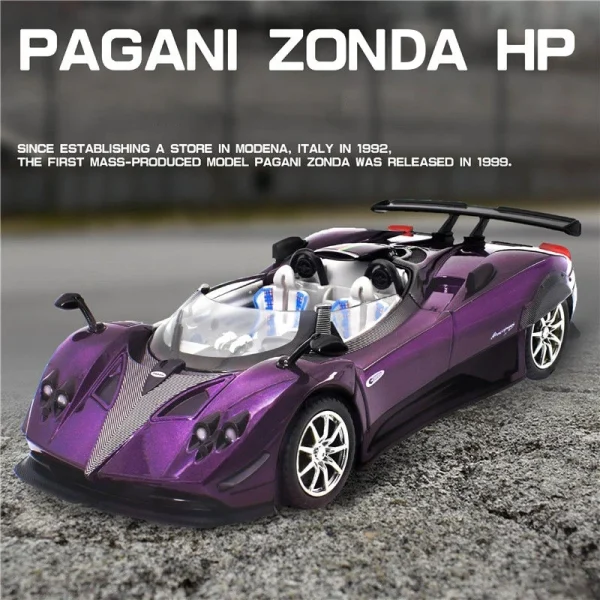 1:24 Pagani Zonda HP Barchetta Supercar Alloy Car Model Sound and Light Pull Back Children's Toy Collectibles Birthday gift - Image 4