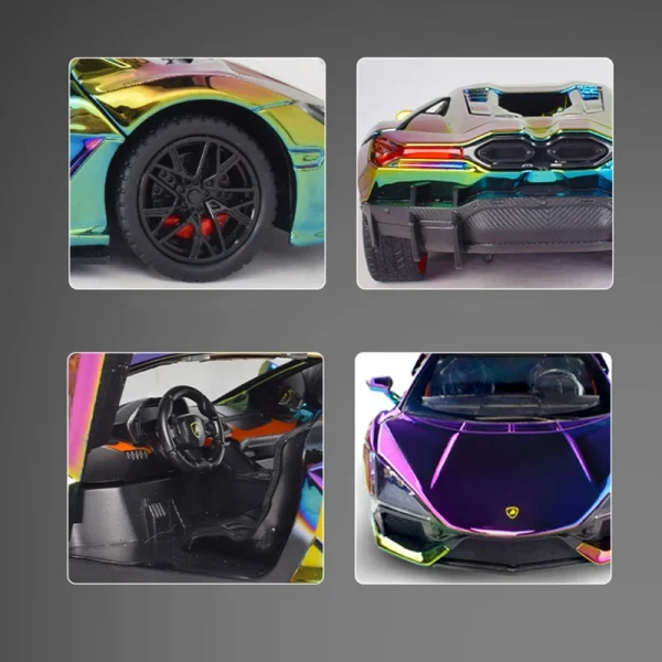 1:24 Lamborghini Revuelto Electroplate Alloy Car Diecasts & Toy Vehicles Metal Toy Car Model Sound and light Collection Kids Toy - Image 5