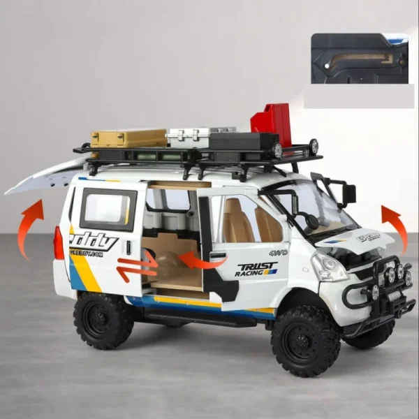 1:24 WuLing VAN Off-Road Vehicle Alloy Muscle Car Model Sound and Light Pull Back Children's Toy Collectibles Birthday Gift - Image 3