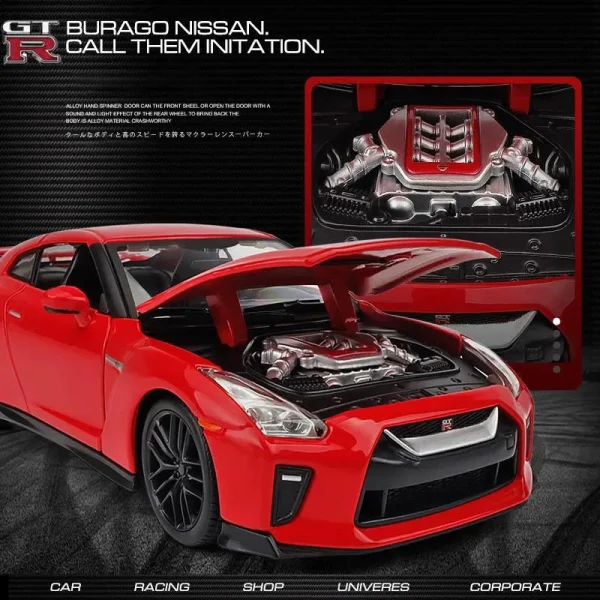 Bburago 1:24 Nissan GTR R35 2017 Alloy Car Diecasts & Toy Vehicles Car Model Miniature Scale Model Car Toy For Children - Image 4