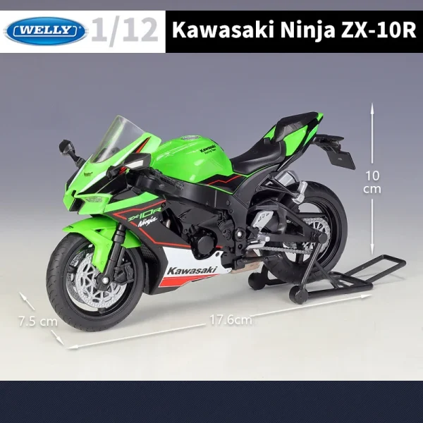 WELLY 1/12 Kawasaki Ninja ZX10R Motorcycle Model Toy Vehicle Collection Autobike Shork-Absorber Off Road Autocycle Toys Car - Image 3