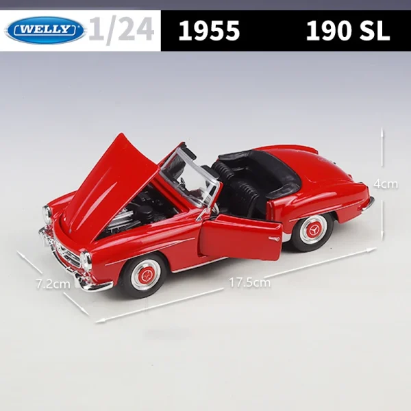 WELLY 1:24 Mercedes-Benz 190SL 1955 Alloy Car Diecasts & Toy Vehicles Car Model Miniature Scale Model Car For Children - Image 3