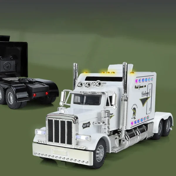 1:24 Peterbilt 389 Tractors Truck Alloy Toy Car Model Wheel Steering Sound and Light Children's Toy Collectibles Birthday gift - Image 4