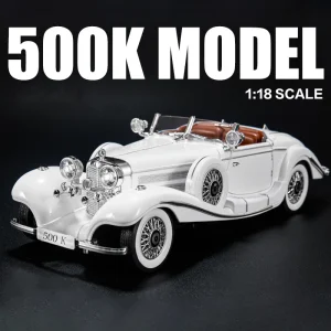 1:18 Mercedes-Benz 500K 1936 Alloy Die Cast Toy Car Model Sound and Light Children’s Toy Collectibles Birthday gift