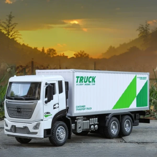 1:32 Container Transport Truck Alloy Car Diecasts & Toy Vehicles Car Model Sound and light Pull back Car Toys For Kids Gifts - Image 3