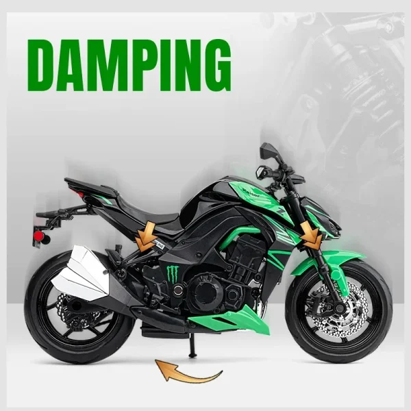 1:12 Kawasaki Z1000 Alloy Die Cast Motorcycle Model Toy Vehicle Collection Sound and Light Off Road Autocycle Toys Car - Image 6