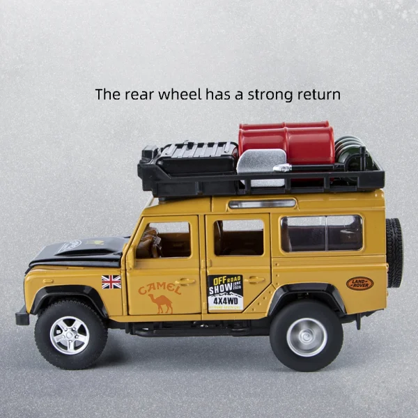 1:32 Land Rover Defender 110 CAMEL TROPHY Alloy Car Model Sound and Light Pull Back Children's Toy Collectibles Birthday gift - Image 6