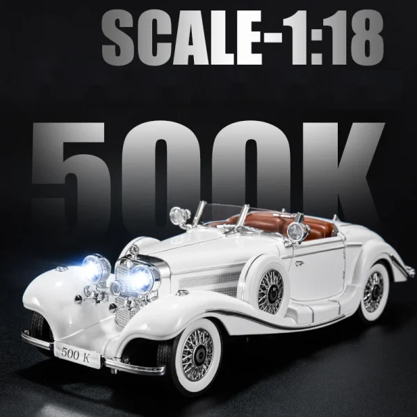 1:18 Mercedes-Benz 500K 1936 Alloy Die Cast Toy Car Model Sound and Light Children's Toy Collectibles Birthday gift - Image 6