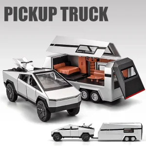 1:32 Cyber toy truck Model Y Trailer Car Alloy Diecasts & Toy Vehicles Metal Toy Car Model Sound and light Collection Kids Toy