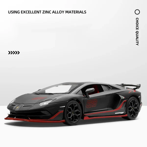 1:24 Lamborghini Aventado SVJ63 Supercar Alloy Die Cast Toy Car Model Sound and Light Children's Toy Collectibles Birthday gift - Image 5
