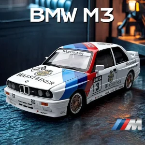 1:24 BMW M3 E30 1987 DTM Alloy Car Model Sound and Light Pull Back Children’s Toy Collectibles Birthday gift