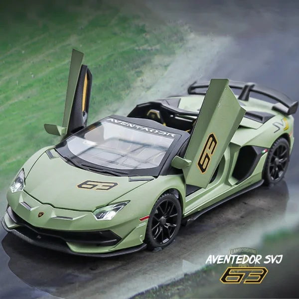 1:24 Lamborghini Aventador SVJ63 Alloy Car Diecasts & Toy Vehicles Car Model Sound and light Pull back Car Toys For Kids Gifts