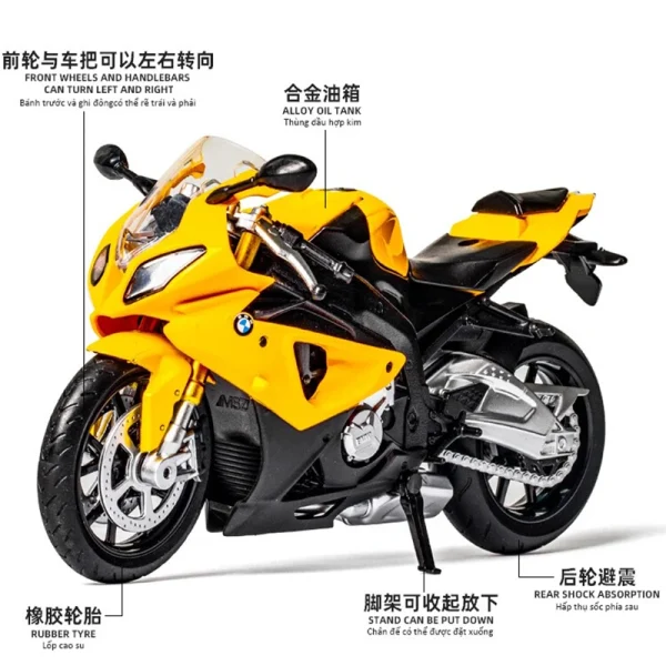 1:12 BMW S1000RR Die Cast Motorcycle Model Toy Vehicle Collection Autobike Shork-Absorber Off Road Autocycle Toys Car - Image 4