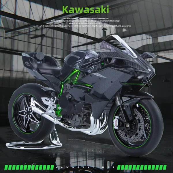 1:9 Kawasaki H2R Ninja V4S S1000RR Alloy Die Cast Motorcycle Model Toy Vehicle Carrying lights Off Road Autocycle Toys Car - Image 4