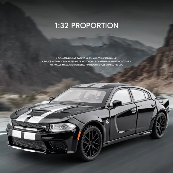 1:32 Dodge Charger SRT Hellcat Alloy Muscle Car Model Sound and Light Pull Back Children's Toy Collectibles Birthday Gift - Image 5
