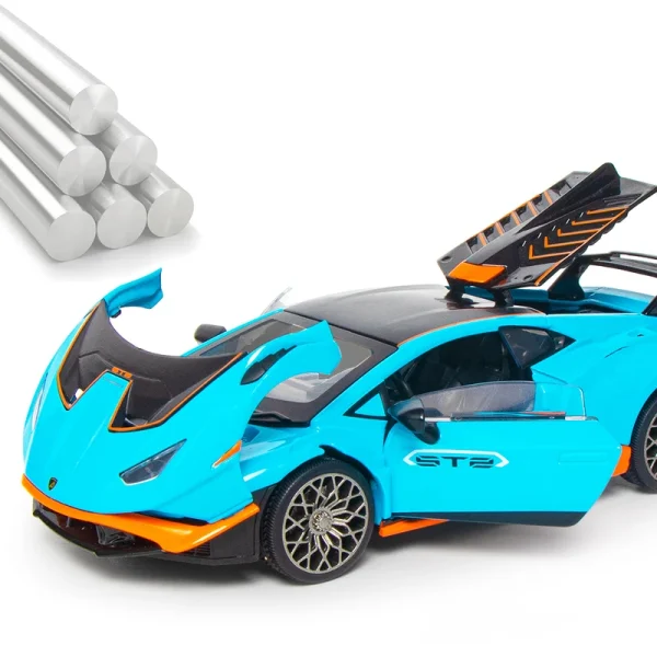 1:30 Lambos Huracan STO Alloy Die Cast Toy Car Model Sound and Light Pull Back Children's Toy Collectibles Birthday gift - Image 4