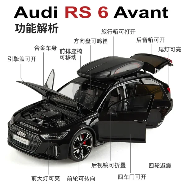 1/18 AUDI RS6 Avant Alloy Die Cast Toy Car Model Sound and Light Children's Toy Collectibles Birthday gift - Image 3