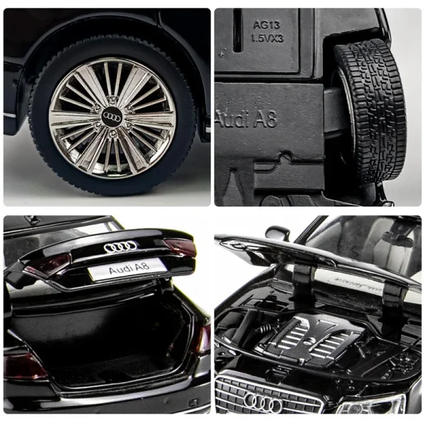 1:32 AUDI A8 Alloy Car Diecasts & Toy Vehicles Car Model Sound and light Pull back Car Toys For Kids Gifts - Image 3
