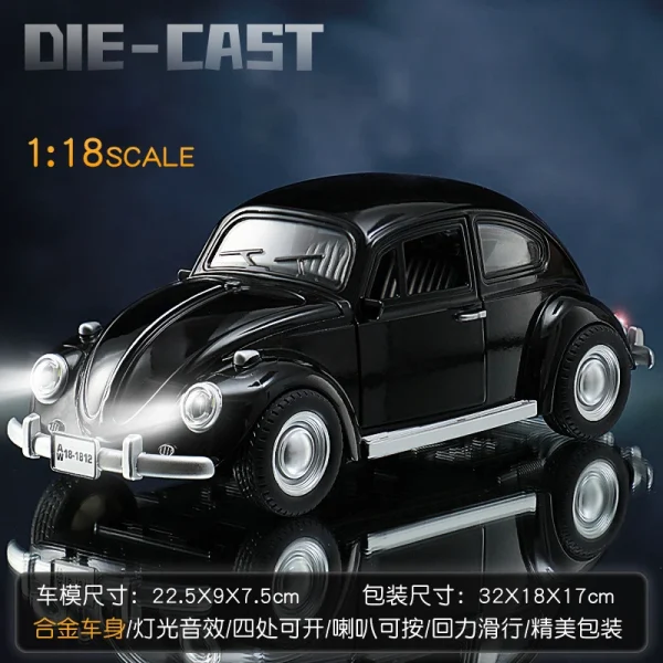 New 1:18 Classic Car Beetle 1955 Alloy Car Model Sound and Light Pull Back Children's Toy Collectibles Birthday gift - Image 3