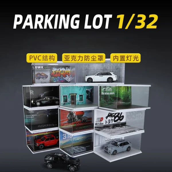 Diorama 1 32 AE86 Garage for Diecast Model Car Toy Display Case PVC Parking Lot Model Simulation Miniature Parking Space Scene - Image 2