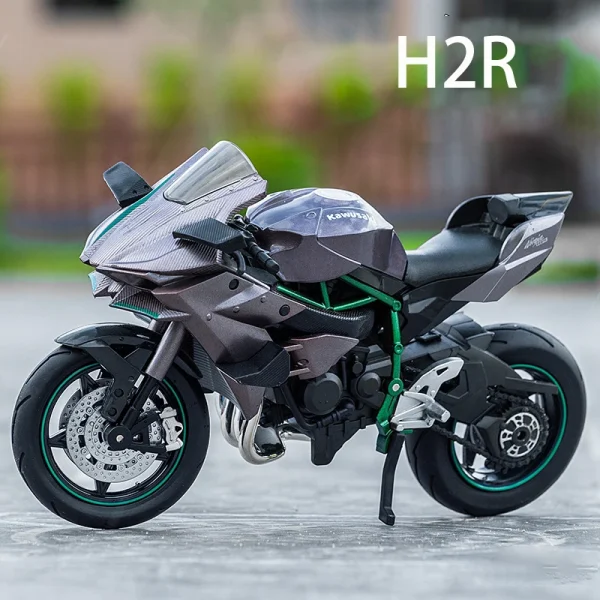 1:10 BMW S1000RR Kawasaki H2R V4S Alloy Die Cast Motorcycle Model Vehicle Collection Sound and Light Off Road Autocycle Toys Car - Image 3