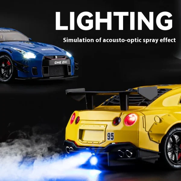 1:24 Nissan GTR R35 Spray Supercar Alloy Car Model Sound and Light Children's Toy Collectibles Birthday gift - Image 3