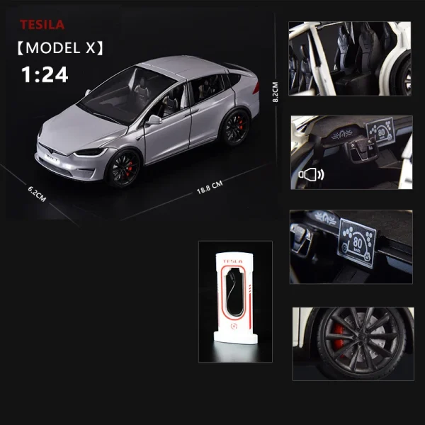 1:24 Model X Model Y Model 3 Alloy Die Cast Toy Car Model Sound and Light Children's Toy Collectibles Birthday gift - Image 6