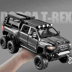 1:32 Dodge RAM 1500 TRX 6X6 Tyrannosaurus Rex Picku Alloy Car Model Sound and Light Children’s Toy Collectibles Birthday gift