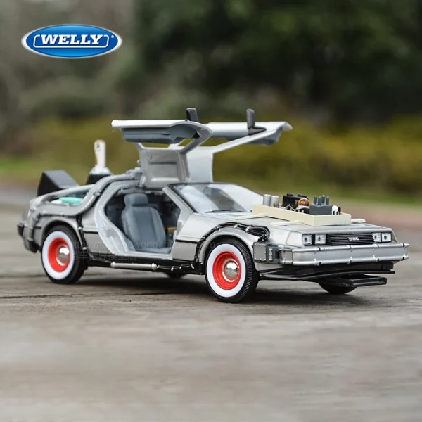 WELLY 1:24 Diecast Alloy Model Car DMC-12 delorean back to the future Time Machine Metal Toy Car For Kid Toy Gift Collection - Image 5