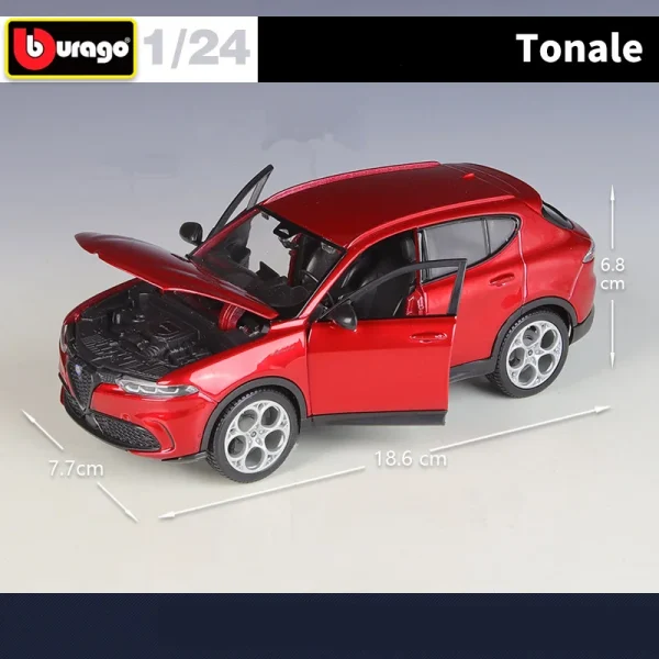 Bburago 1:24 Alfa Romeo Tonale Alloy Car Diecasts & Toy Vehicles Car Model Miniature Scale Model Car Toy For Children - Image 3