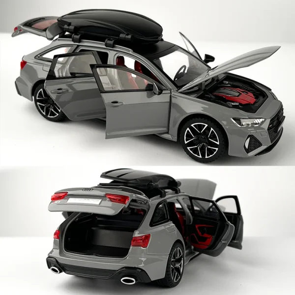 1:24 Audi RS6 Quattro Station Wagon Alloy Toy Car Model Wheel Steering Sound and Light Children's Toy Collectibles Birthday gift - Image 5