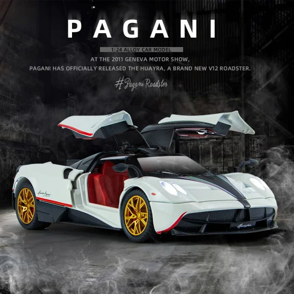 1:24 Pagani Huayra Dinastia Supercar Alloy Car Die-casting Model Sound and Light Car Model Toy Collection Children gift - Image 8