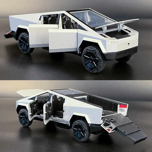 1:32 Cyber toy truck Model Y Trailer Car Alloy Diecasts & Toy Vehicles Metal Toy Car Model Sound and light Collection Kids Toy - Image 3