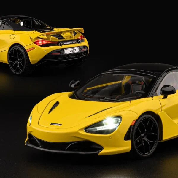 1:18 720S Supercar Alloy Car Model Sound and Light Pull Back Children's Toy Collectibles Birthday Gift - Image 2