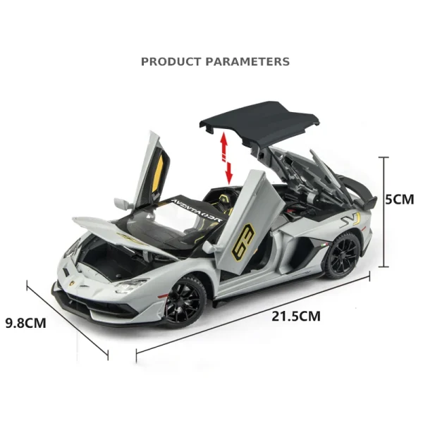 1:24 Lamborghini Aventador SVJ63 Alloy Car Diecasts & Toy Vehicles Car Model Sound and light Pull back Car Toys For Kids Gifts - Image 4