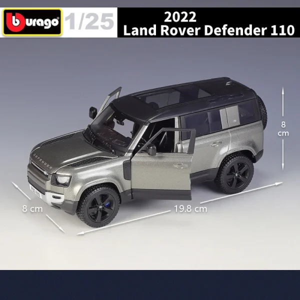 Bburago 1:25 2022 Land Rover Defender 110 SUV Alloy Car Diecasts & Toy Vehicles Car Model Miniature Scale Model Car For Children - Image 3
