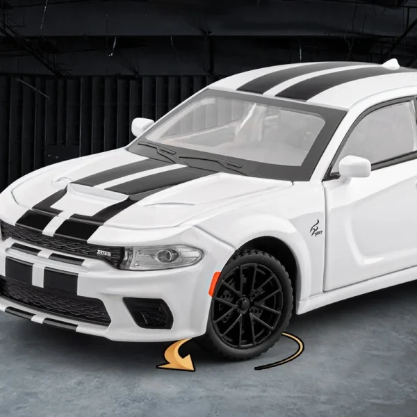 1:32 Dodge Charger SRT Hellcat Alloy Muscle Car Model Sound and Light Pull Back Children's Toy Collectibles Birthday Gift - Image 4