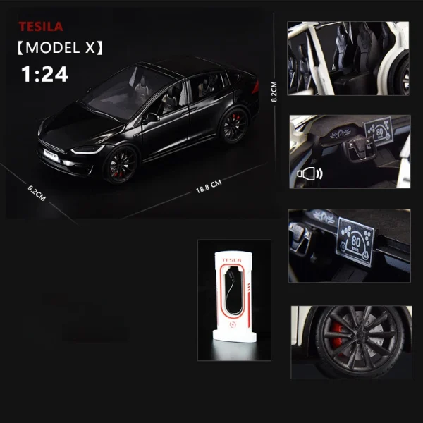 1:24 Model X Model Y Model 3 Alloy Die Cast Toy Car Model Sound and Light Children's Toy Collectibles Birthday gift - Image 5