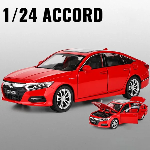 New 1:24 Honda Accord Alloy Die Cast Toy Car Model Sound and Light Children's Toy Collectibles Birthday gift - Image 4