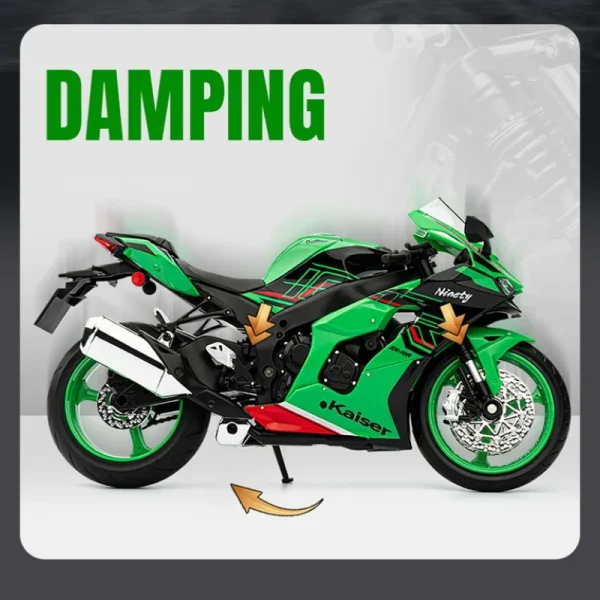 1:9 Kawasaki ZX10R Ninja Alloy Die Cast Motorcycle Model Toy Vehicle Collection Sound and Light Off Road Autocycle Toys Car - Image 2