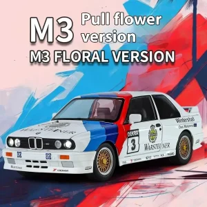 1:24 BMW M3 E30 1987 DTM Alloy Car Model Sound and Light Pull Back Children’s Toy Collectibles Birthday gift