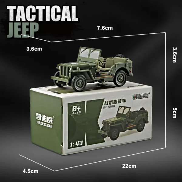 1/43 JEEP WILLYS Military Army Vehicle Miniature Model Zinc Alloy Toy Car Free Wheels Diecast Metal Collection Gift For Kids - Image 5