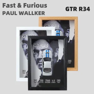 1/32 Fast & Furious Nissan GTR R34 Photo Frame Version Alloy Sports Car Model Simulation Racing Car Hanging Painting Collection