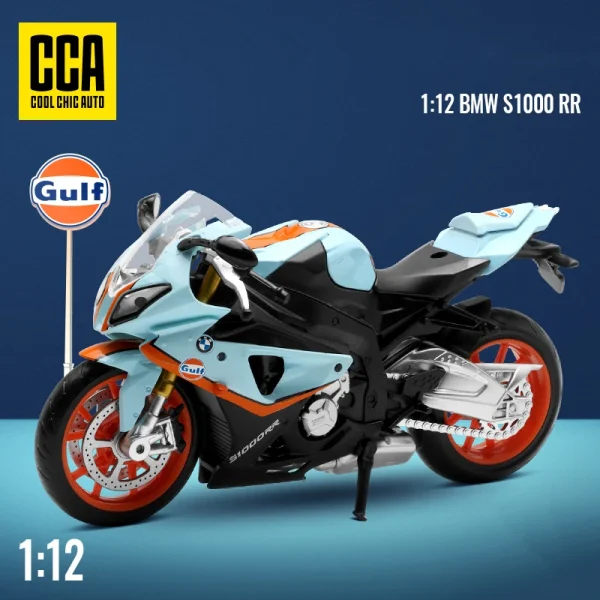 1:12 BMW S1000RR Gulf Oil Die Cast Motorcycle Model Toy Vehicle Collection Autobike Shork-Absorber Off Road Autocycle Toys Car - Image 2