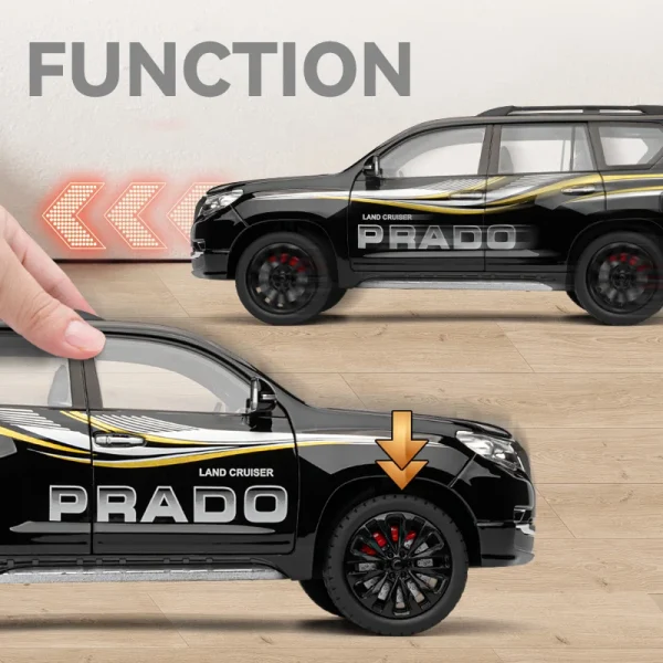 1:18 Toyota Prado Land Cruiser SUV Alloy Die Cast Toy Car Model Sound and Light Children's Toy Collectibles Birthday gift - Image 4